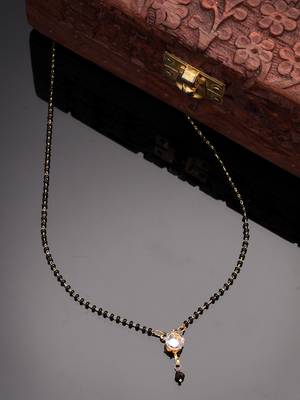 Women ethnic gold-plated beaded mangalsutra with ad stone 1