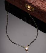 Women ethnic gold-plated beaded mangalsutra with ad stone