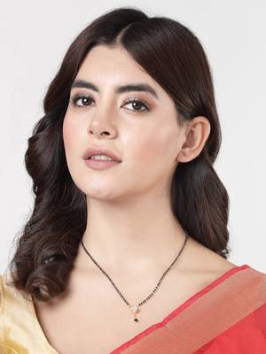 Women ethnic gold-plated beaded mangalsutra with ad stone 3