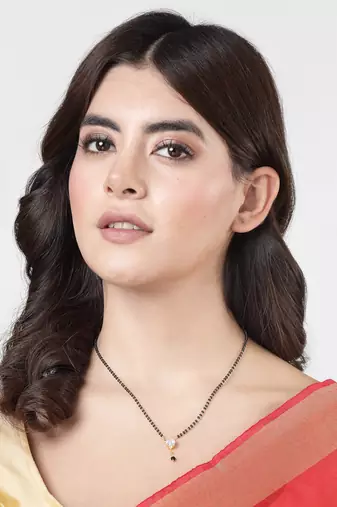 Women ethnic gold-plated beaded mangalsutra with ad stone