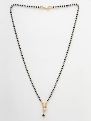 Women ethnic gold-plated beaded mangalsutra with ad stone 5