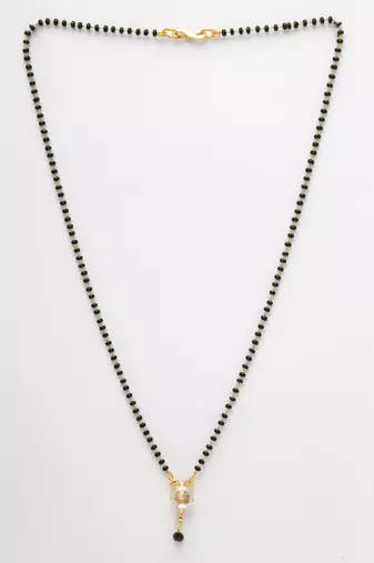Women ethnic gold-plated beaded mangalsutra with ad stone