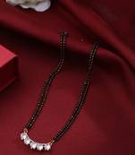 Women ethnic gold-plated beaded mangalsutra with ad stone