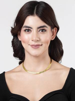 Women gold plated choker necklace 3