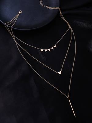 Women's 3 layered gold-plated minimal layered necklace 1