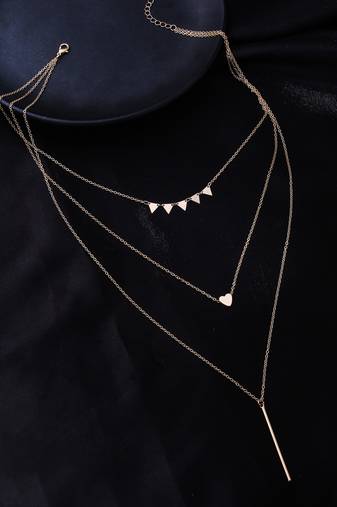 Women's 3 layered gold-plated minimal layered necklace
