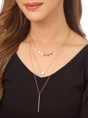 Women's 3 layered gold-plated minimal layered necklace 2