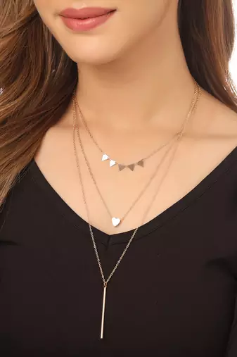 Women's 3 layered gold-plated minimal layered necklace