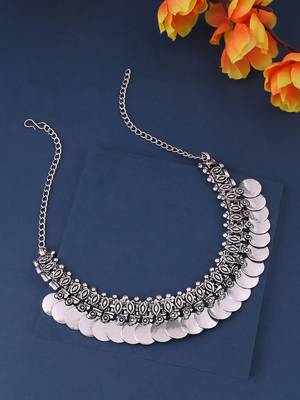 Women silver-plated oxidised necklace 1