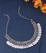 Women silver-plated oxidised necklace