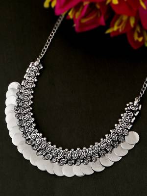 Women silver-plated oxidised necklace 3