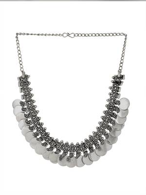 Women silver-plated oxidised necklace 4