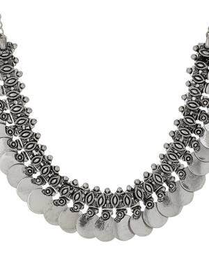 Women silver-plated oxidised necklace 5