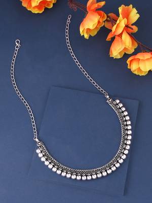 Women silver-plated oxidised necklace 1