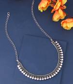 Women silver-plated oxidised necklace