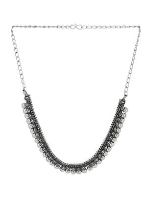 Women silver-plated oxidised necklace 4