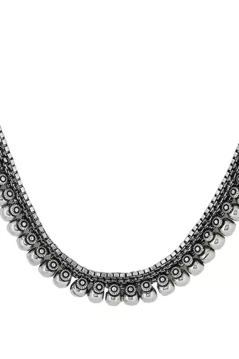Women silver-plated oxidised necklace