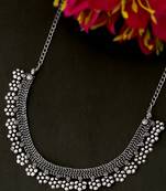Women silver-plated oxidised necklace