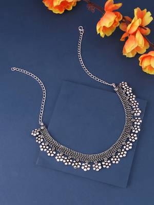 Women silver-plated oxidised necklace 3