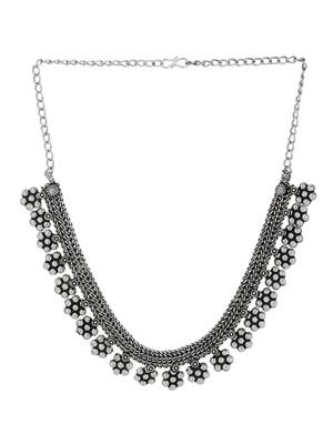 Women silver-plated oxidised necklace 4