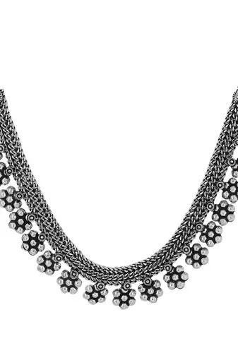 Women silver-plated oxidised necklace
