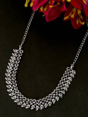 Women silver-plated oxidised necklace 1
