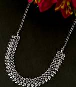 Women silver-plated oxidised necklace
