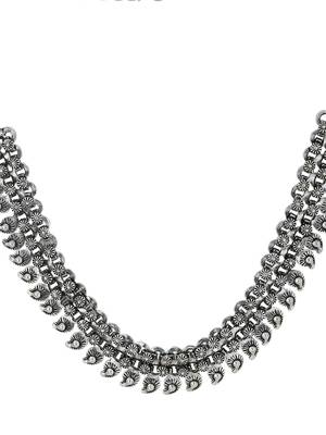 Women silver-plated oxidised necklace 4