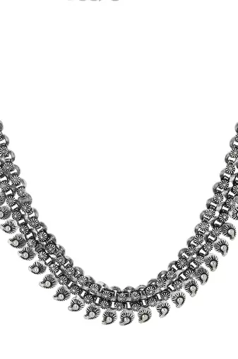 Women silver-plated oxidised necklace