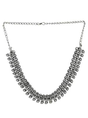 Women silver-plated oxidised necklace 5