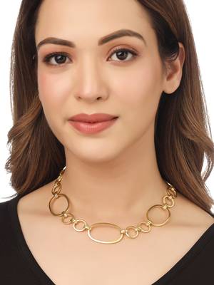 Women gold plated statement necklace 2