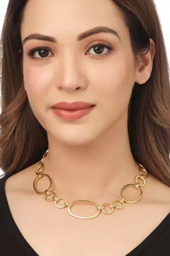 Women gold plated statement necklace