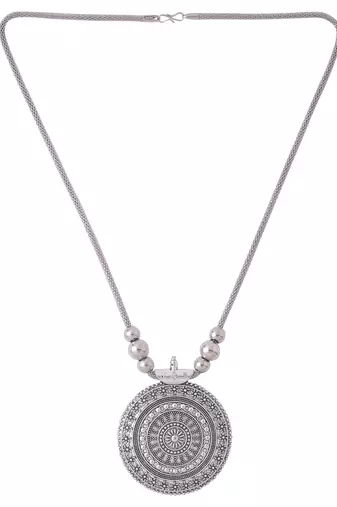 Women's elegant silver oxidised brass necklace