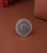 Women's oxidised silver plated adjustable finger ring