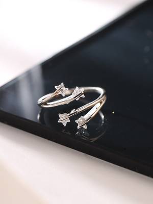 Women's stylish latest silver plated ring with ad stones 1