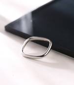 Women's silver-plated rectangular stylish ring