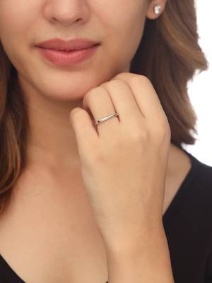 Women's silver-plated rectangular stylish ring 2