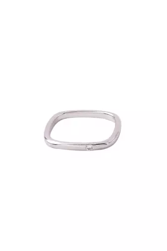 Women's silver-plated rectangular stylish ring
