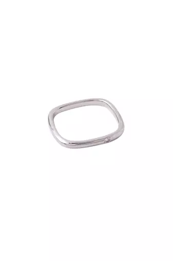 Women's silver-plated rectangular stylish ring