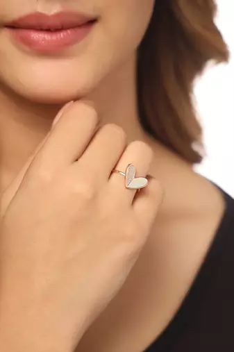 Women's gold-plated stylish ring with ad stones