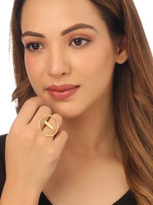 Women gold plated adjustable finger ring 2