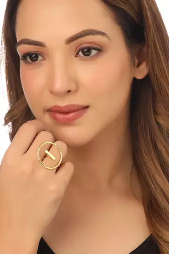 Women gold plated adjustable finger ring