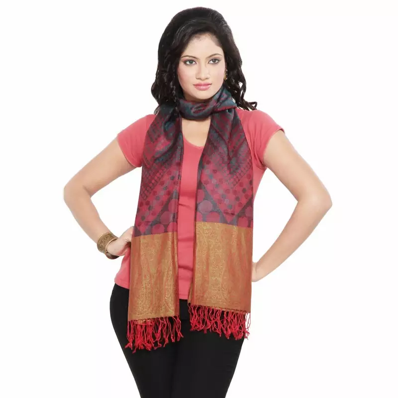 Floral Design Kashmiri Reversible Warm Silk Stole Diwali Gift 197