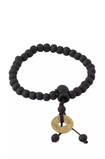 Men's black beaded adjustable bracelet