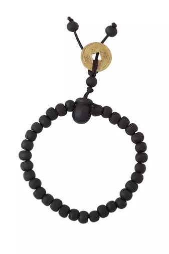 Men's black beaded adjustable bracelet