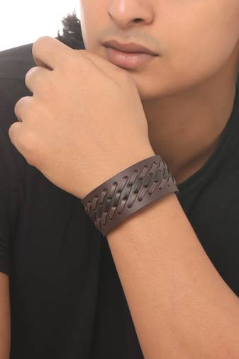 Men's brown leather bracelet