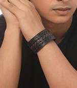 Men's black leather bracelet