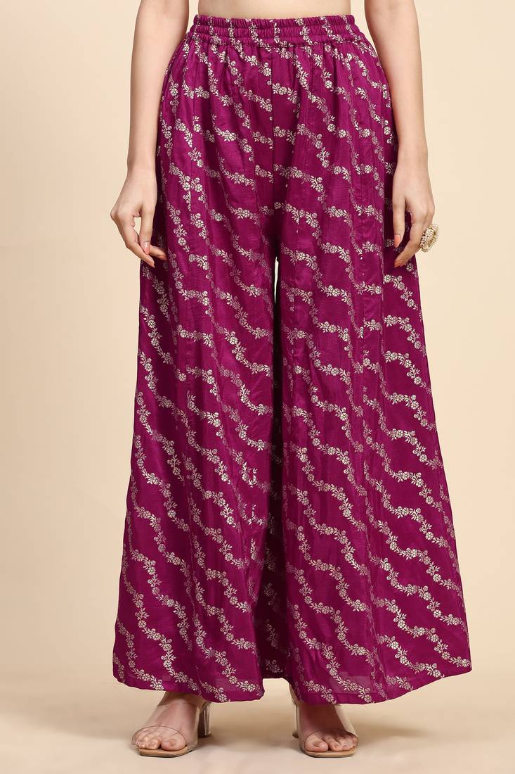 Trendmalls  Jacquard Brocade Salwar Suit Set Angrakha Kurta Palazzo with Dupatta Pink Kurta Set for Women