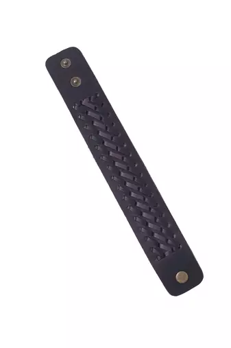 Men's black leather bracelet
