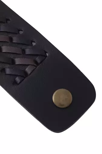 Men's black leather bracelet